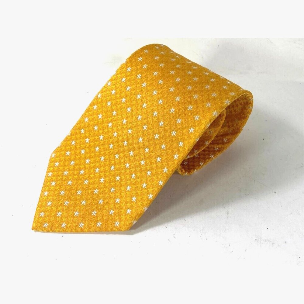 Ermenegildo Zegna Mens Necktie Gold/White Stars 100% Silk Mens Tie 0177